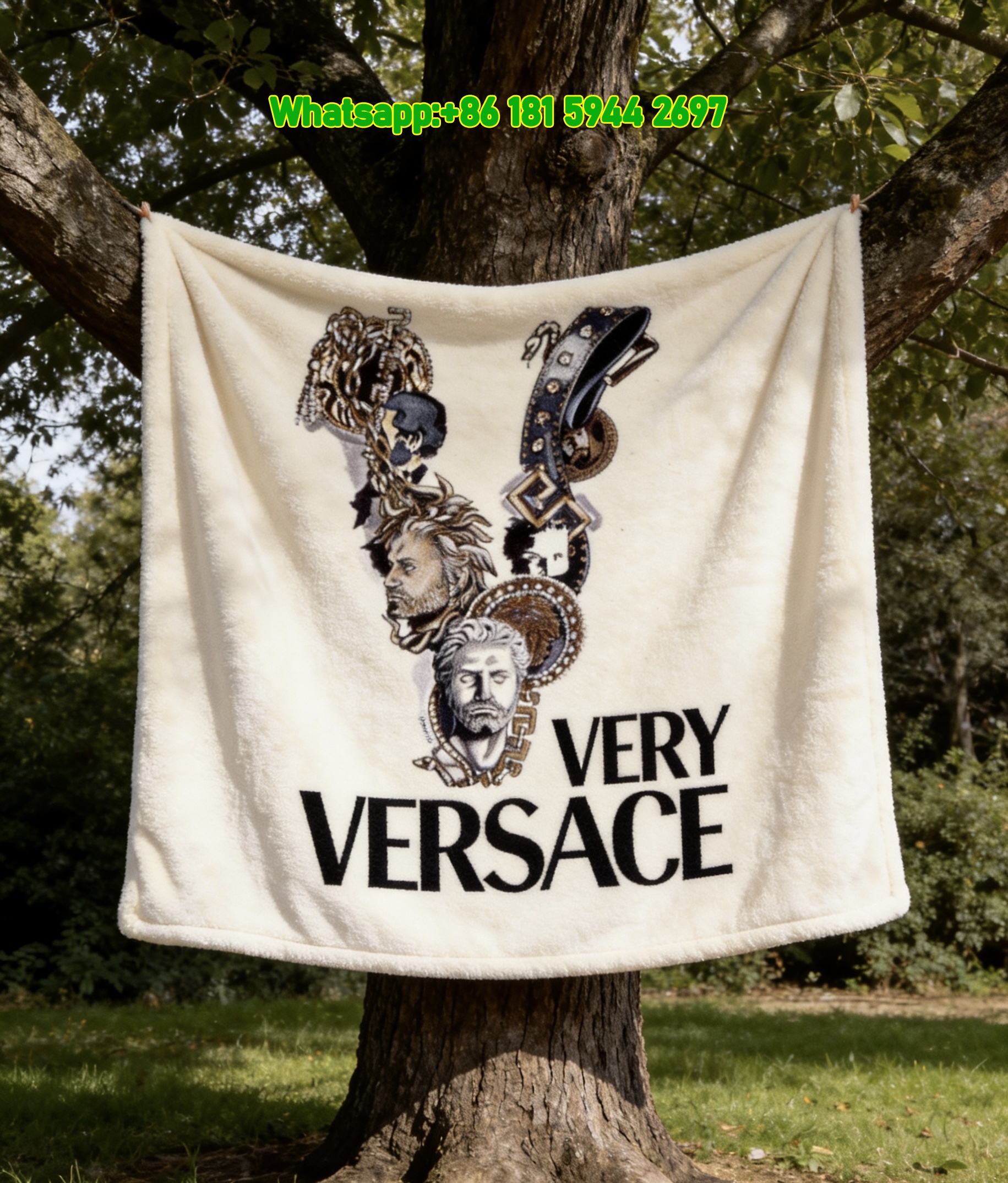 Versace Very Versace Art Print Gold Black White Flannel Sofa Throw Blanket IMG_1562